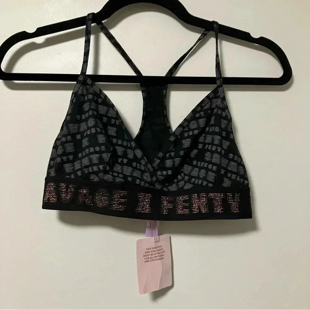 NWT Savage X Fenty black grey bra